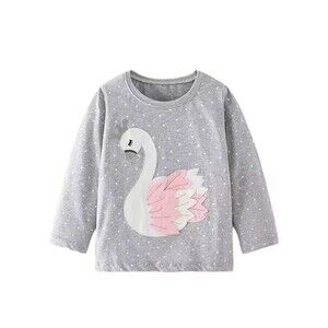 Los Angeles Boutique Long Sleeve Knit Top Swan Applique Cute Boho Casual Girls 7